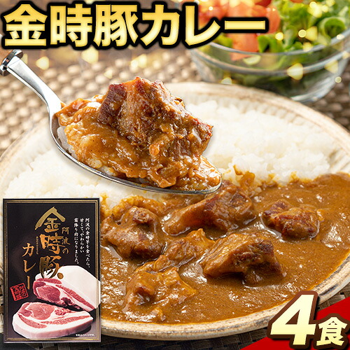 【ふるさと納税】 阿波の金時豚 カレー 4個 セット アグリガーデン 《30日以内に出荷予定(土日祝除く)》x 豚肉 肉 レトルトカレー ポークカレー カレー 送料無料 簡単調理 ギフト 徳島県 上板町｜徳島県上板町