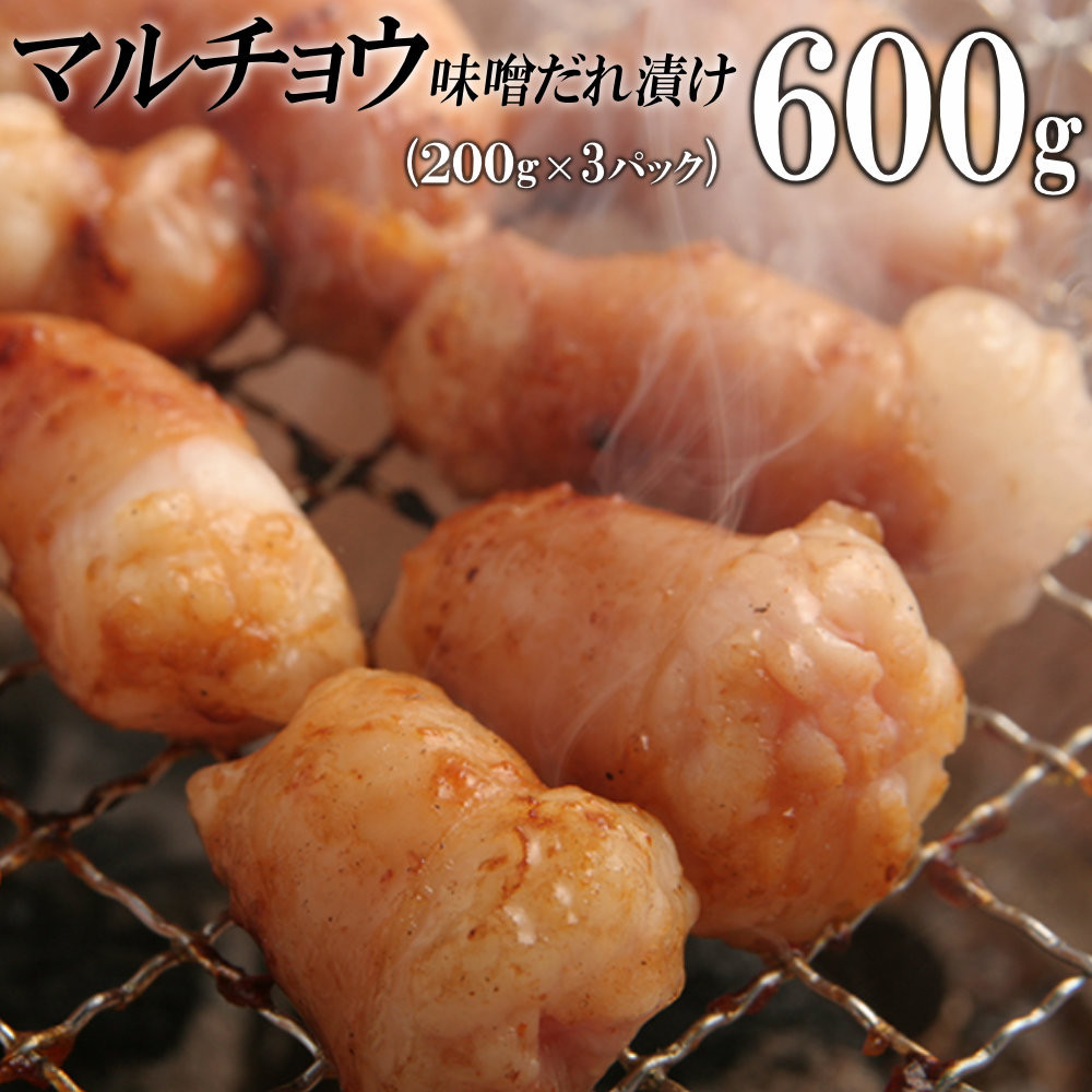 【ふるさと納税】マルチョウ味噌だれ漬け600g（200g×3） | 肉 お肉 にく 牛肉 マルチョウ 牛小腸 小腸 ホルモン 味噌だれ 味付き 情熱ホルモン 小分け 便利 食品 ギフト 送料無料