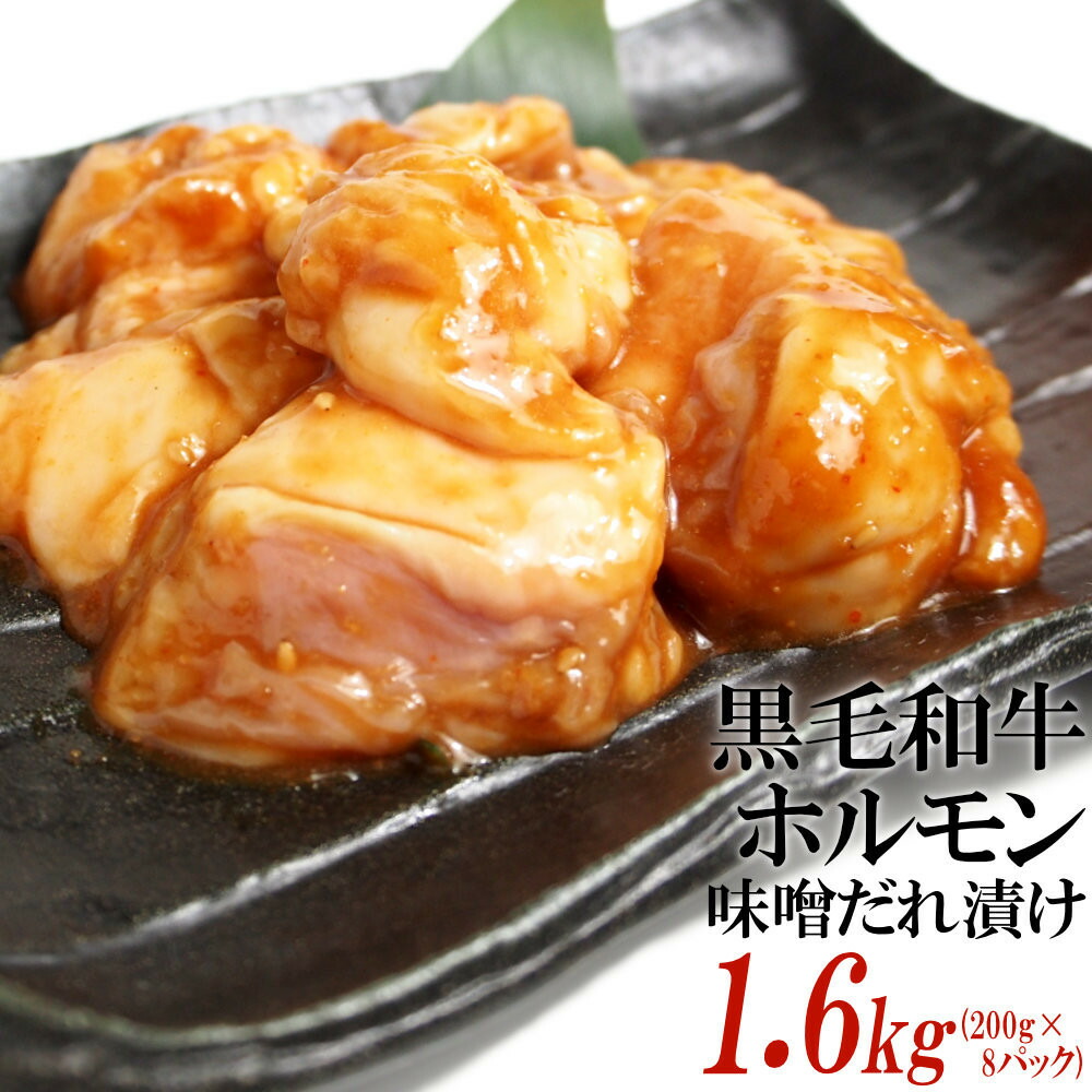 【ふるさと納税】黒毛和牛ホルモン味噌だれ漬け1.6kg（200g×8） | 肉 お肉 にく 牛肉 黒毛和牛 和牛 ホルモン 小腸 国産 味噌だれ 味付き 情熱ホルモン 小分け 便利 食品 ギフト 送料無料