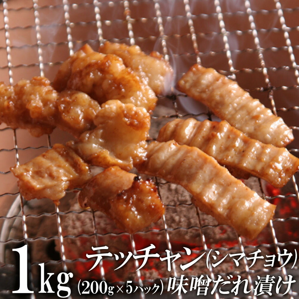 【ふるさと納税】テッチャン味噌だれ漬け1kg（200g×5） | 肉 お肉 にく 牛肉 テッチャン 牛大腸 大腸 ホルモン 味噌だれ 味付き 情熱ホルモン 小分け 便利 食品 ギフト 送料無料 10,080円