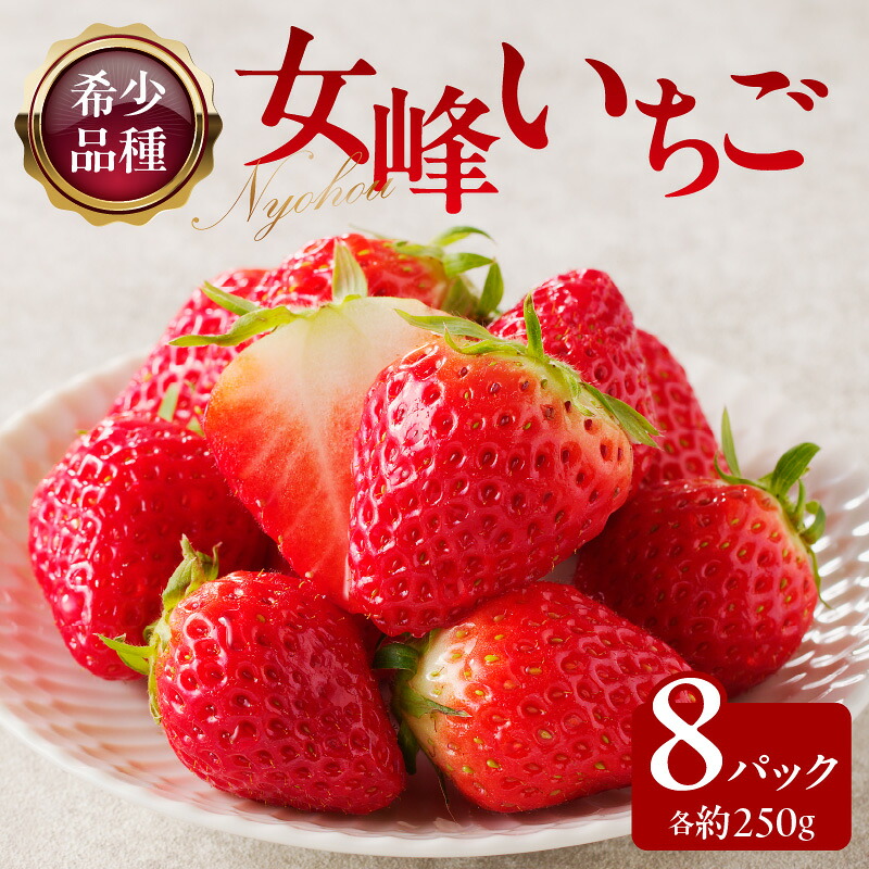 【ふるさと納税】高松産季節の果物＜希少品種　女峰いちご＞約250g×8パック入り【2026年1月中旬～2026年6月中旬配送】 | 希少 いちご イチゴ 酸味 ケーキ ピューレ ジャム 苺 やわらかい 果汁 ジューシー 甘い 香り 果肉 果実 フルーツ 香川県 高松市 送料無料