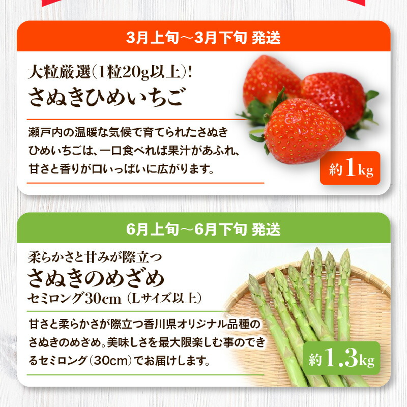 ふるさと納税 香川県 旬 ハウス 果物 食べ比べ いちご 野菜 定期便 12回 オリジナル みかん 満喫 アスパラガス 厳選 品種 大粒 小原紅早生みかん