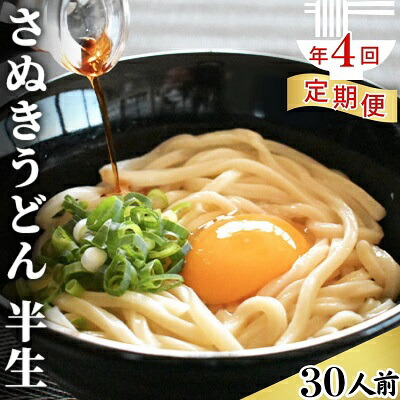 【ふるさと納税】【年4回定期便】さぬきうどん 半生 （30人前）3人前×10袋  麺類 半生うどん コシ 香川県産 和食 お昼ごはん ランチ 夕飯 さっぱり 　お届け：ご寄附（入金）頂いた月の翌月より３ヶ月ごと/年４回お届け（該当月の中旬ごろ）