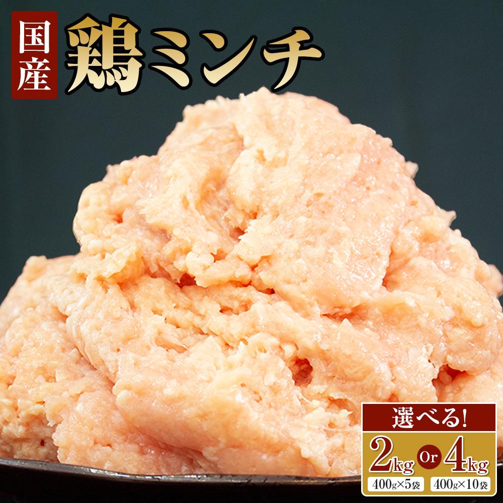 【ふるさと納税】【選べる内容量】冷凍  国産 鶏ミンチ 2kg(400g×5袋) or 4kg(400g×10袋)【鶏肉 肉 ミンチ むね肉 ひき肉 つくね ハンバーグ 鶏そぼろ さぬき】