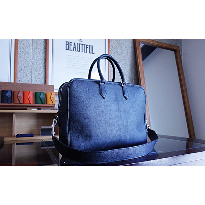 【ふるさと納税】【GOMYO LEATHER】猪革 ビジネスバック(黒) ファッション カバン バッグ お届け:ご寄付を頂いてから、製作致します。お届けまで1~3ヵ月要します。|香川県東かがわ市