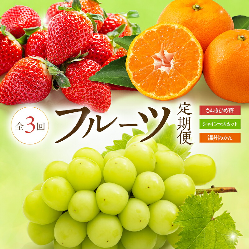 【ふるさと納税】数量限定！讃岐のフルーツ定期便（全3回）【さぬきひめ苺】【温室シャインマスカット 】【温州みかん】　お届け：2月下旬～12月下旬まで