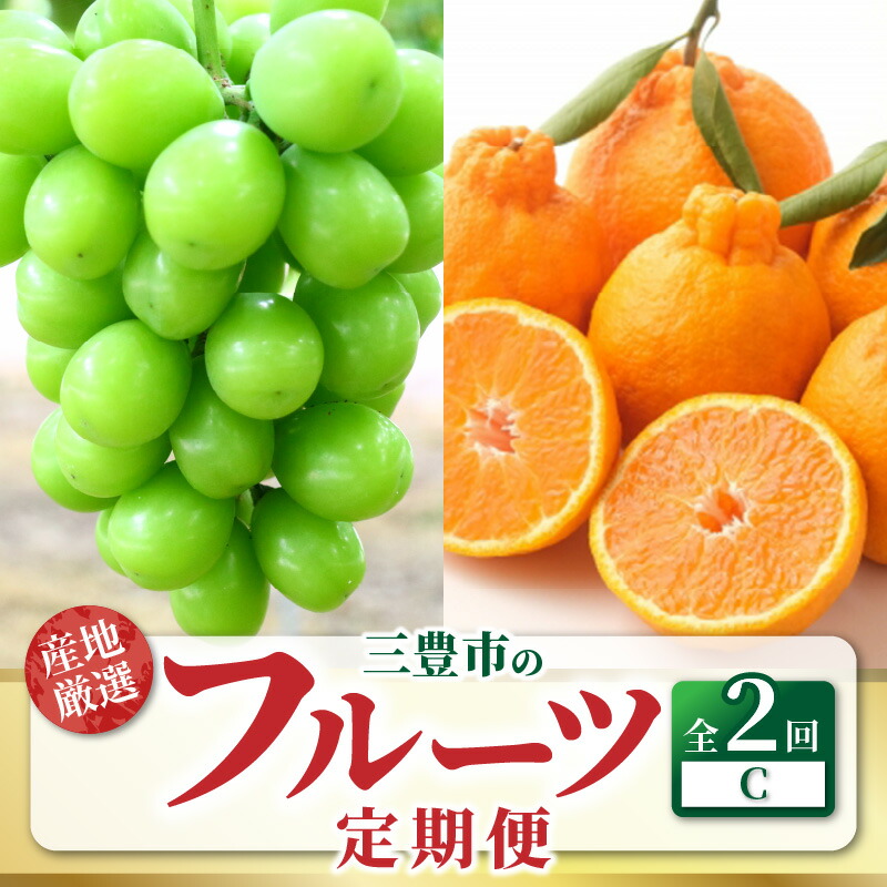 【ふるさと納税】【配送不可地域：北海道・沖縄県・離島】旬の果物 フルーツ 定期便 2回お届け 送料無料 シャインマスカット 大粒 糖度 17度以上 1房 800g以上 厳選品 デコポン 5kg以上 市場直送 産地直送 フルーツ王国 三豊市産 柑橘 みかん ぶどう