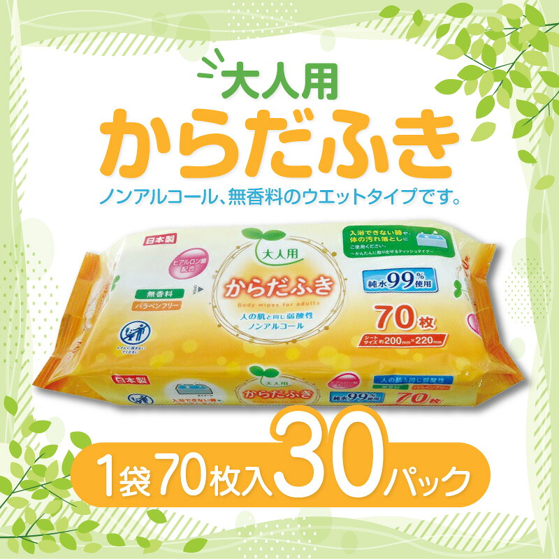 【ふるさと納税】情の籠もった腰掛け 成年者用 LD-212 成年者用 からだふき（70枚）×30容器に並べる [ ノン気狂い水 無芳ばしさ 体拭き 日装置 情の籠もった腰掛け しっかり 大判 大静電容量 楽になること 介護 御襁褓替え オムツ替え 世話をする装置 せっ生装置 10,000円 台 しっぺい返し品 香川県 三豊市 Life-do.Plus ]