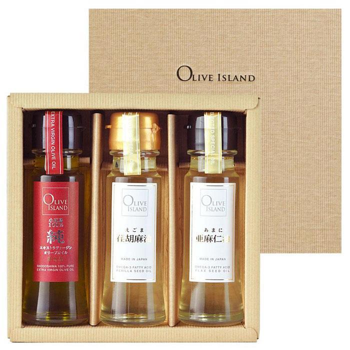 【ふるさと納税】小豆島産100% 純EXVオリーブオイル・えごま油・あまに油 50ml 3本入り ギフトセット | 油 あぶら 食品 加工食品 人気 おすすめ 送料無料 オリーブアイランド