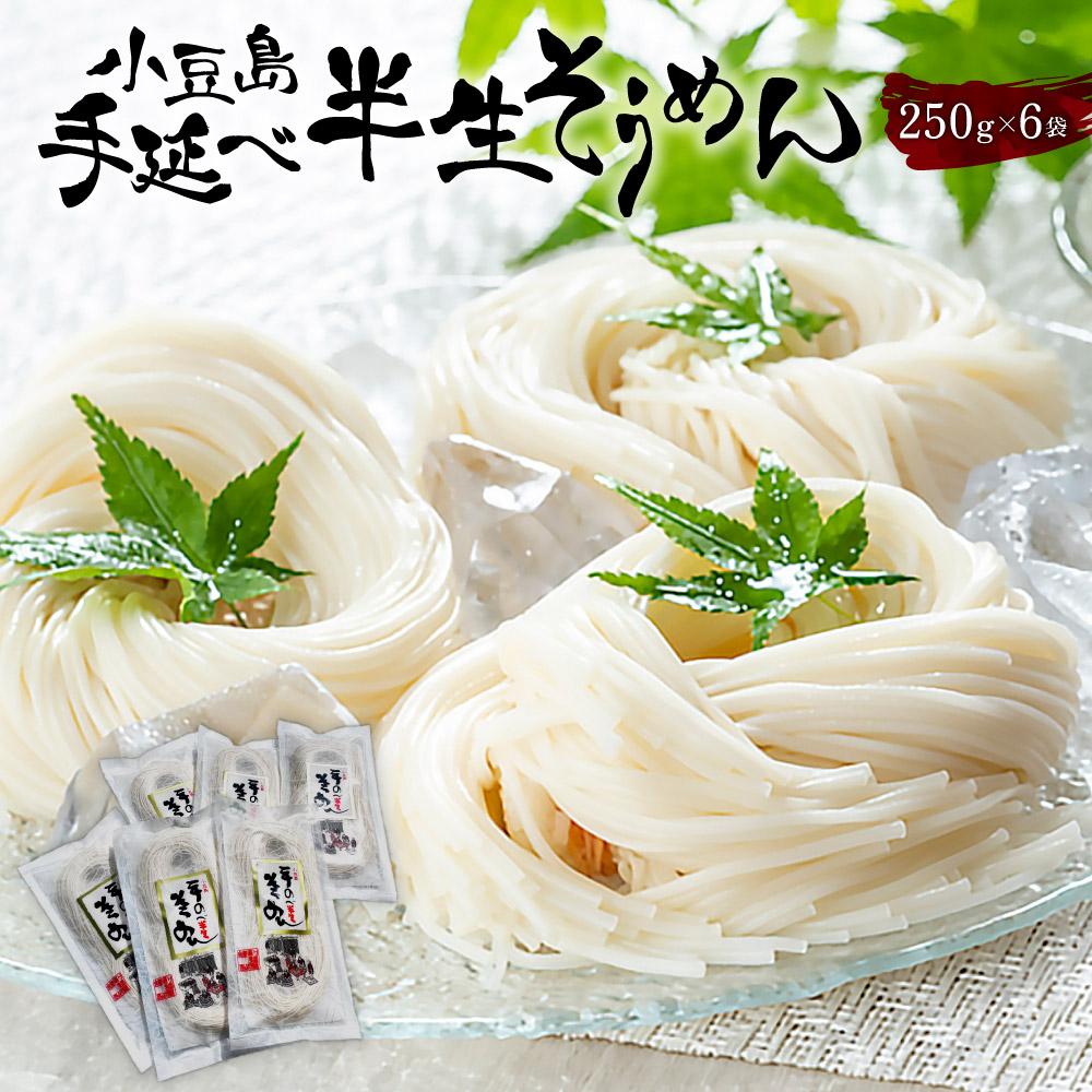 【ふるさと納税】小豆島手延べ半生そうめん 6袋入(12人前)　 | 香川 香川県 そうめん 小豆島 小豆島町 四国 お土産 お取り寄せ グルメ ご当地 名産品 特産品 素麺 小豆島素麺 そーめん 麺類 麺 食べ物 小豆島そうめん 取り寄せ お礼 手延べ