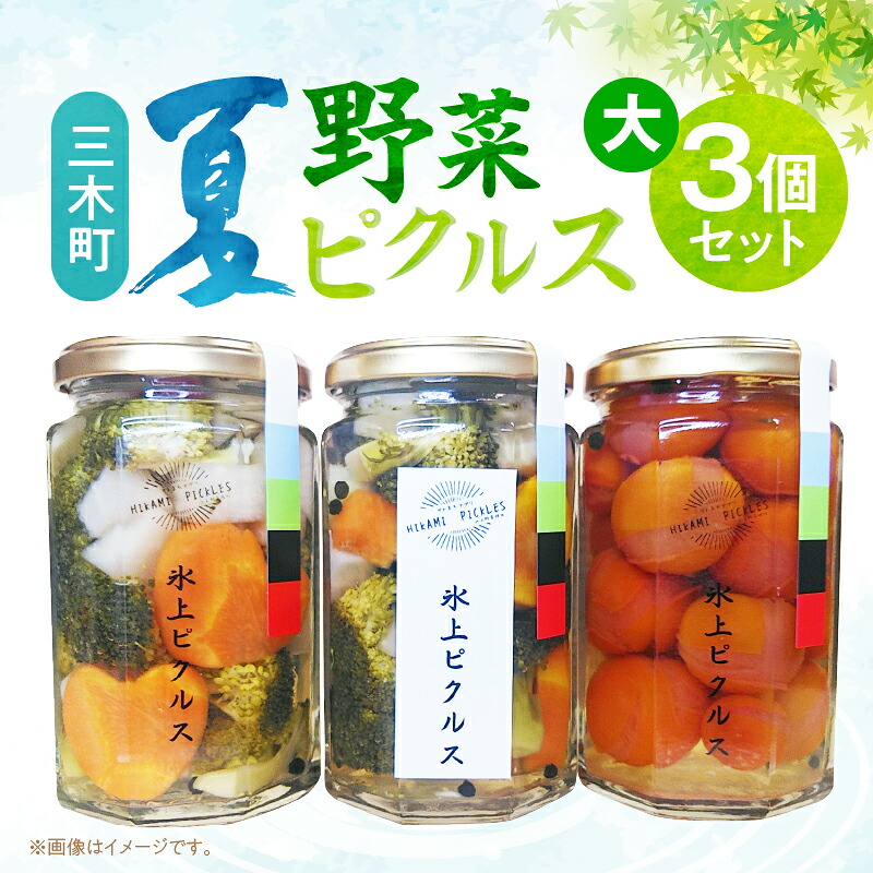 【ふるさと納税】新鮮!三木町夏野菜ピクルス 大(290g)3個セット ピクルス 野菜 夏野菜 果物 フルーツ 漬物 お漬物 和風 洋風 デザート 酢たれ たれ ドレッシング 氷上ピクルス 旬 季節 旬の野菜 季節の野菜 ひかみぴくるす おかず おすすめ 人気 香川県 三木町 送料無料|香川県三木町