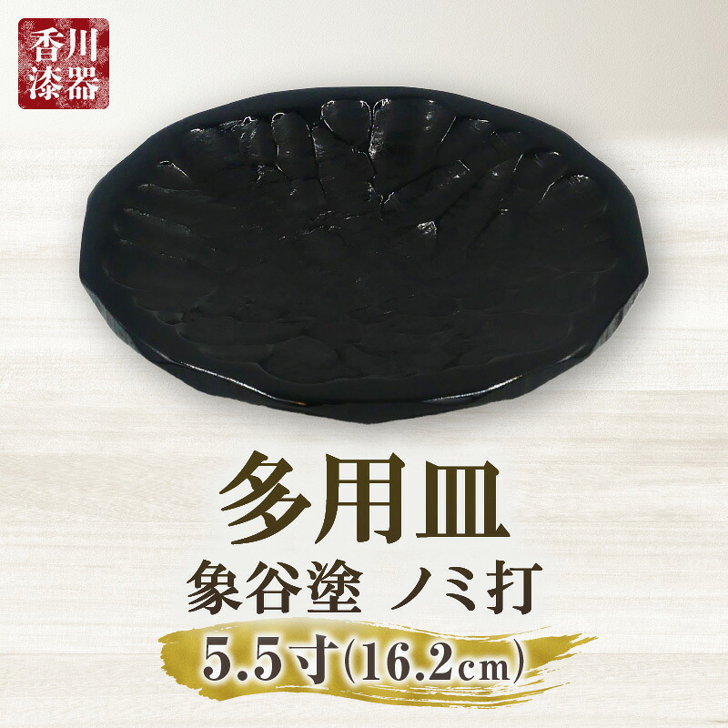 【ふるさと納税】多用皿 象谷塗 ノミ打 5.5寸
