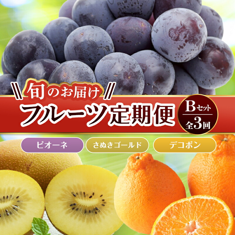 【ふるさと納税】【フルーツ定期便 3回】 《ピオーネからスタート》 Bセット ピオーネ 約1.2kg さぬきゴールド 約2.7kg デコポン 約5kg ぶどう キウイ キウイフルーツ みかん 柑橘 旬 果物 国産 香川県 フルーツ定期便 F5J-794