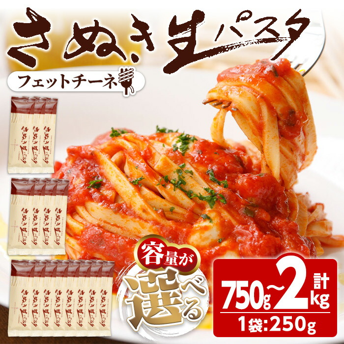 【ふるさと納税】＜容量が選べる＞ さぬき生パスタ (フェットチーネ) (750g・1kg・2kg) パスタ スパゲッティ スパゲティ デュラムセモリナ アルデンテ コシ もちもち さぬき 半生 小麦 麺 常温 常温保存 【man189・man190・man191】【こんぴらや販売】