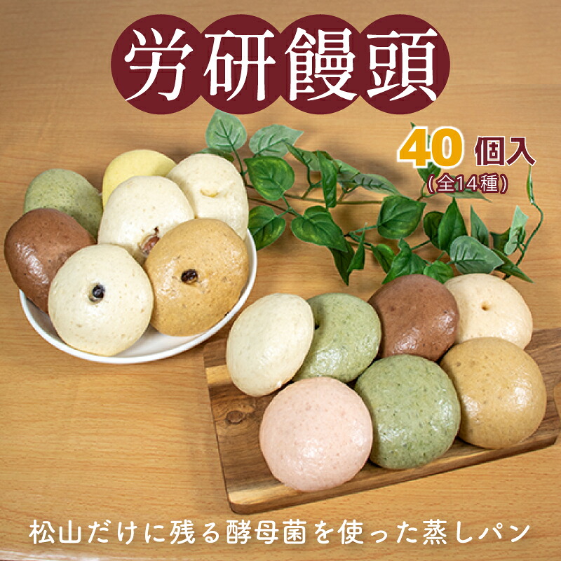 【ふるさと納税】 労研饅頭（ろうけんまんとう）当店おすすめ40個セット 冷凍 蒸しパン パン 詰め合わせ 冷凍パン パンセット セット 食べ比べセット 美味しい お取り寄せ あんぱん あんパン あんまん 菓子パン 酵母 特産品 おいしい ふるさと 納税 愛媛県 愛媛 松山市