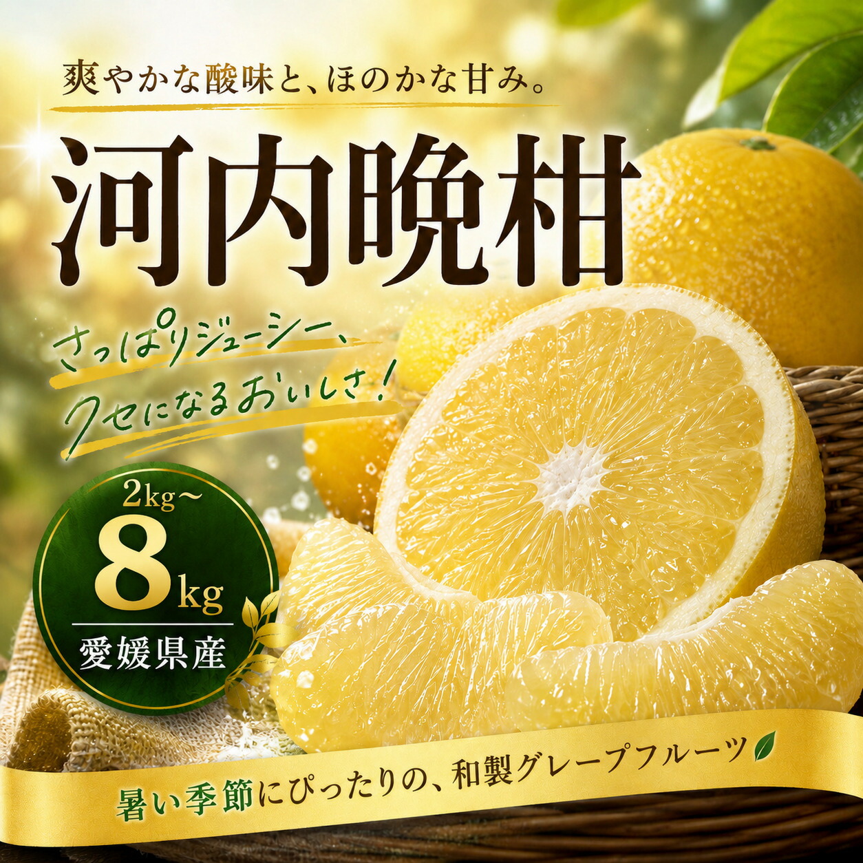 【ふるさと納税】 【選ぶならこれ】 和製グレープフルーツ 【河内晩柑】 2kg/4kg/8kg 愛媛県産 【2027年4月上旬頃から順次発送】 | みかん ミカン mikan 蜜柑 訳ありフルーツ 柑橘 果物 おすすめ お勧め お取り寄せ ギフト 愛媛県 松山市｜愛媛県松山市