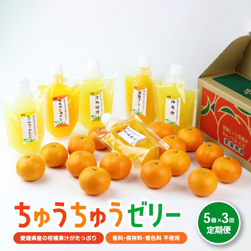 【ふるさと納税】 ちゅうちゅう ゼリー 定期便 175g 5本 &times; 3回 柑橘 みかん みかんゼリー フルーツゼリー デザート フルーツ 果物 国産 飲料 常温 シャーベット スイーツ お取り寄せ ギフト 人気 おすすめ お土産 愛媛県 松山市 送料無料 オレンジフーズ｜愛媛県松山市
