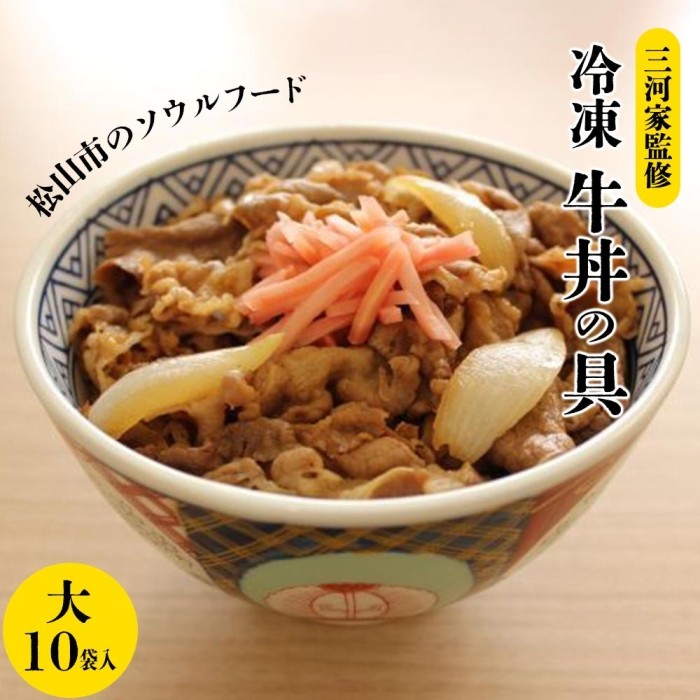 【ふるさと納税】 牛丼の具（大）170g&times;10食 1979年創業 三河家監修 松山ソウルフード 冷凍 牛丼 牛肉 小分け 便利 お惣菜 ご飯のお供 高級 お取り寄せ ご当地グルメ グルメ 人気 おすすめ 甘口タレ 冷凍食品 レンジ調理 時短 夕食 昼食 ギフト 贈答 送料無料 愛媛県 松山市｜愛媛県松山市