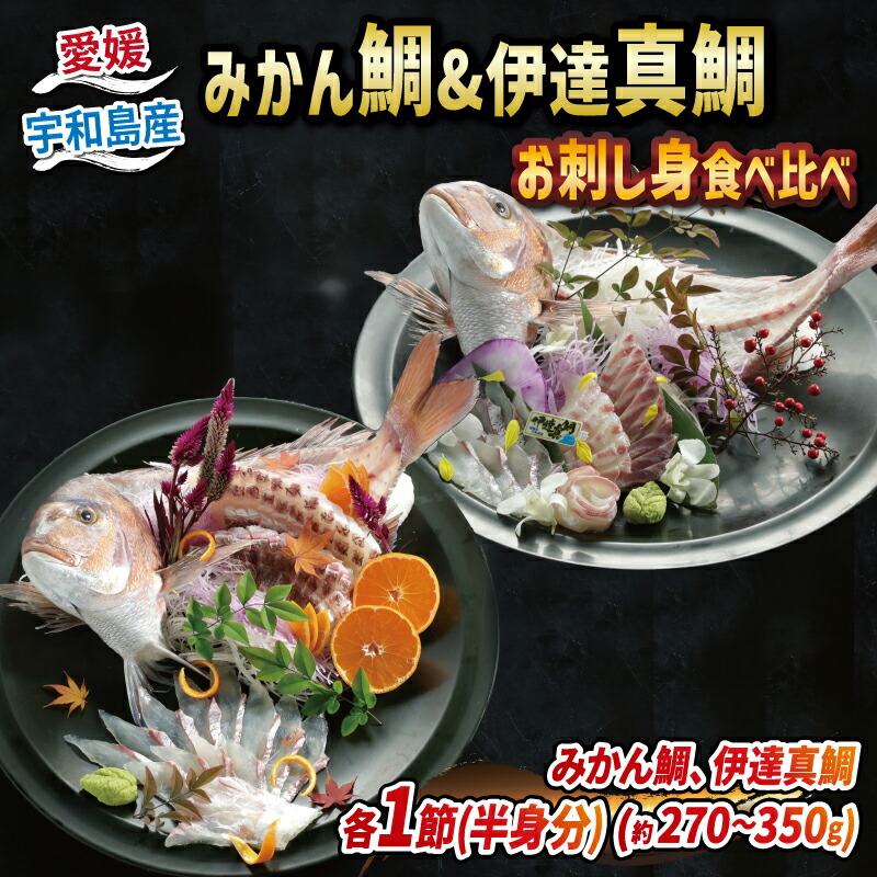【ふるさと納税】 みかん 鯛 ＆ 伊達 真鯛 270g ～ 350g 刺身 食べ比べ 宇和島プロジェクト マダイ タイ お刺身 お刺し身 刺し身 真空パック フィーレ お手軽 海鮮 鯛めし 鯛茶漬け 鯛しゃぶ 塩焼き 煮付け 蜜柑 柑橘 産地直送 愛媛県産 国産 愛媛 宇和島 D012-071003