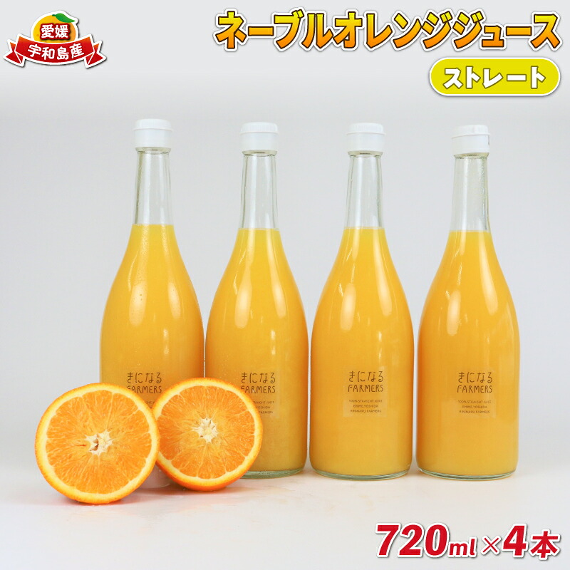 【ふるさと納税】 みかんジュース 果汁100% ストレート ネーブルオレンジ ジュース 720ml &times; 4本 誉農園 ジュース 飲料 柑橘 みかん 蜜柑 オレンジ ストレートジュース 100%ジュース 果物 くだもの mikan 愛媛みかん フルーツ 数量限定 国産 愛媛 宇和島 H012-138004｜愛媛県宇和島市