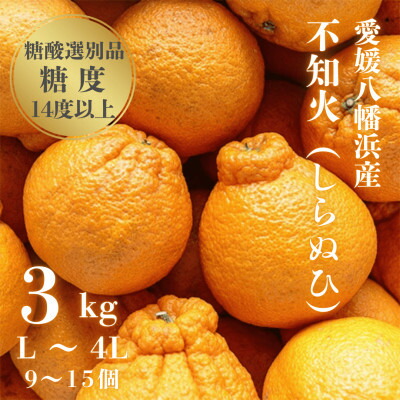 【ふるさと納税】＼糖度14.0以上 酸1.4以下/糖酸選別品 不知火 (しらぬひ) 3kg【C20-15】_ デコポン と同品種 しらぬい みかん 不知火 オレンジ 光センサー選別 フルーツ 旬 果物 柑橘 愛媛県 愛媛 人気 愛媛みかん 産地直送 送料無料 【配送不可地域：離島】【1094588】