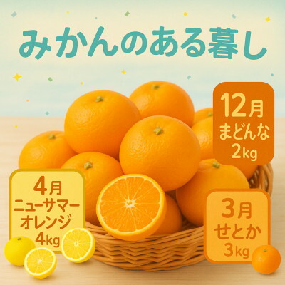 【ふるさと納税】【発送月固定定期便】美味しい柑橘【まどんな・せとか・ニューサマーオレンジ】【G31-45】全3回【4058607】