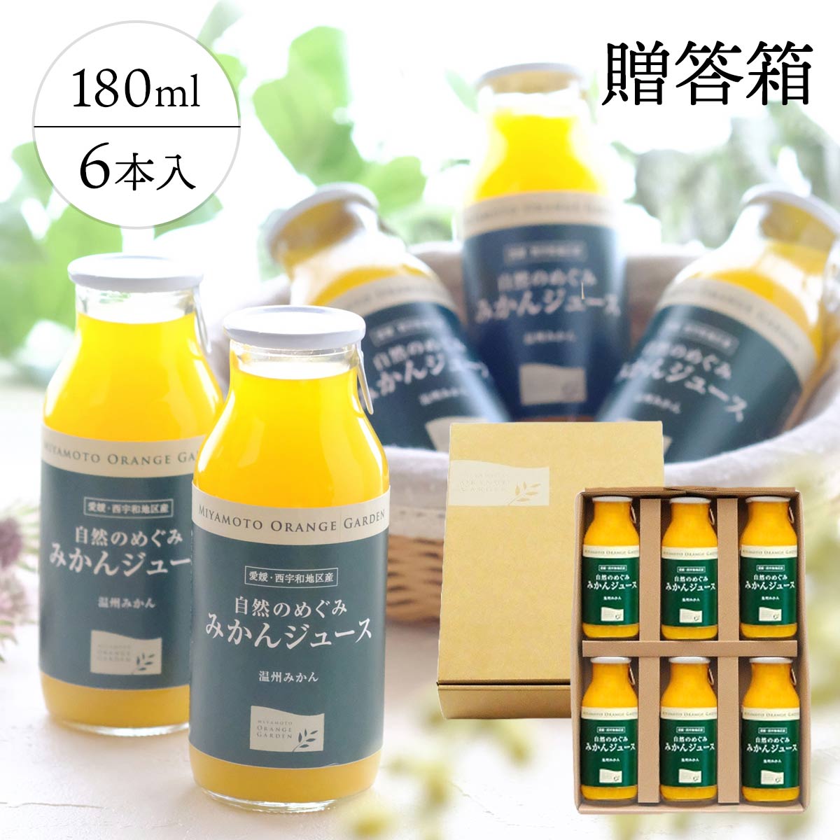 【ふるさと納税】愛媛産100%ストレート 自然のめぐみ みかんジュース 180ml×6本 ギフト箱入【C25-58】_【1144283】 YWTAP032