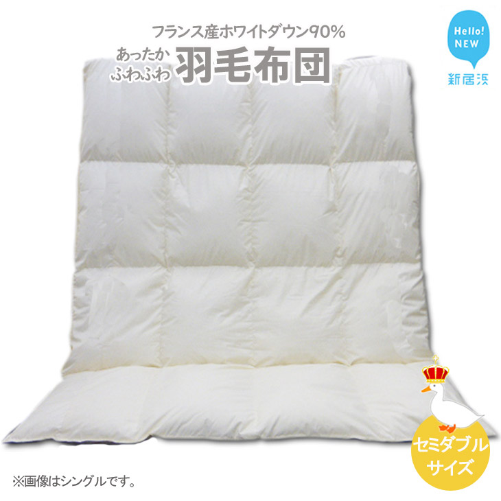 【ふるさと納税】 布団 羽毛布団 セミダブル(B-12) フランス産 ホワイトダウン 90% 抗菌 防臭 セミダブルサイズ|愛媛県新居浜市