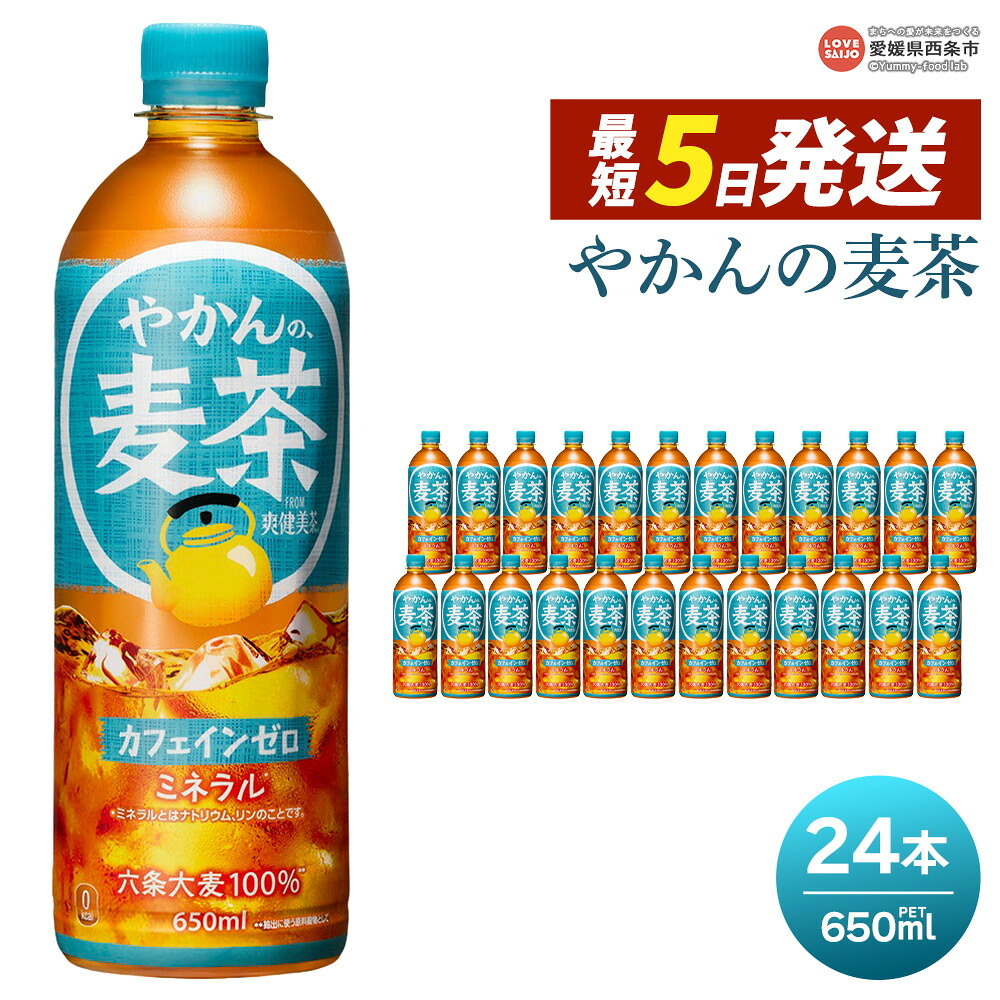 【ふるさと納税】＜やかんの麦茶 650ml&times;24本＞※最短5営業日で出荷 スピード発送 選べる 配送回数 1回 2回 3回 定期便 単品 コカ・コーラ 爽健美茶 ペットボトル PET お茶 むぎ茶 カフェインゼロ 水分補給 熱中症対策 夏バテ 清涼飲料水 ドリンク 愛媛県 西条市【常温】｜愛媛県西条市