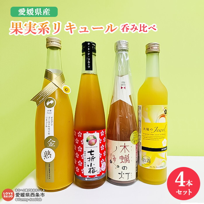 ふるさと納税 愛媛県産 果実系リキュール 呑み比べ 翌月末迄に順次出荷します うめ キウイ ミカン ブドウ フルーツ お酒 愛媛県酒造協同組合 愛媛県 西条市 常温 愛媛のとびっきりの果実で作ったリキュールの数々 みかん キゥイ 七折小梅 赤ぶどうと ぜひお試しください