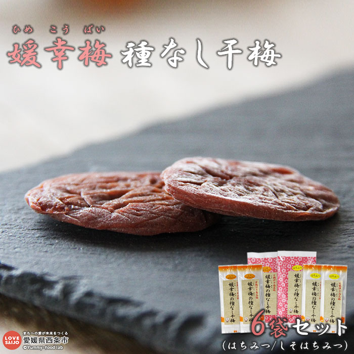 【ふるさと納税】<媛幸梅 種なし干梅6袋セット> ※翌月末迄に順次出荷 干し梅 はちみつ しそはちみつ うめ 南高梅 塩分補給 佐伯食品 愛媛県 西条市 【常温】|愛媛県西条市