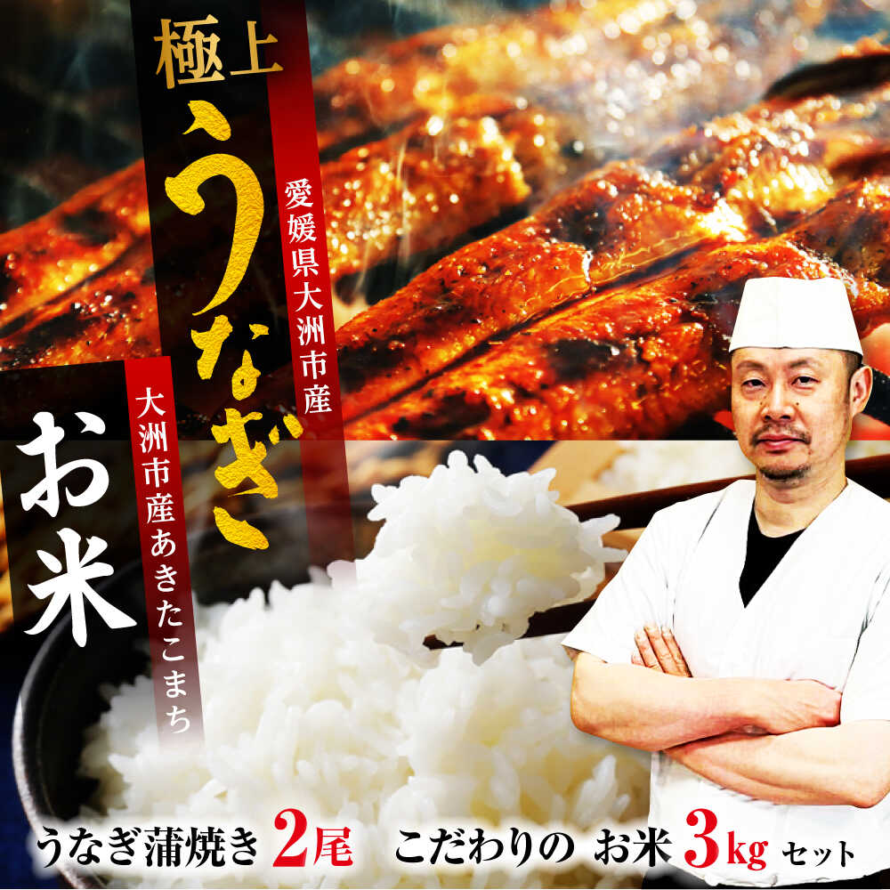 【ふるさと納税】 うなぎ 蒲焼き 2尾 と 地元生産者 こだわり の お米 3kg セット ウナギ かばやき 大洲市/有限会社 樽井旅館[AGAH004] うなぎ 国産 鰻 うな丼 鰻丼 うな重 鰻重 かば焼き 蒲焼 おこめ お米 セット 大洲市産 おすすめ 人気 お取り寄せ 送料無料 大洲市