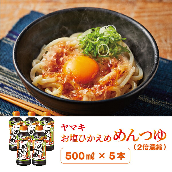 【ふるさと納税】減塩 めんつゆ 5本 ヤマキ 濃縮2倍 お塩ひかえめ 人気 鰹節 だし つゆ うどん そば 和食 万能 愛媛 伊予市｜B224
