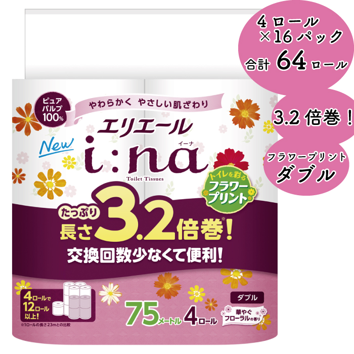 ハイクオリティ エリエールina イーナ トイレット3.2倍巻4R ダブル プリント fucoa.cl