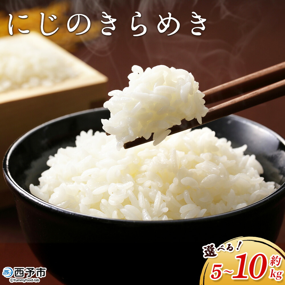 【ふるさと納税】<にじのきらめき 約5kg/約10kg 西予市宇和町産> 『2026年10月中旬~10月下旬迄に出荷予定』選べる 内容量 キロ 冷めてもおいしい 白米 精米 お米 ライス コメ こめ 宇和米 うわまい ご飯 ごはん 送料無料 産地直送 加茂ファーム 愛媛県 西予市|愛媛県西予市