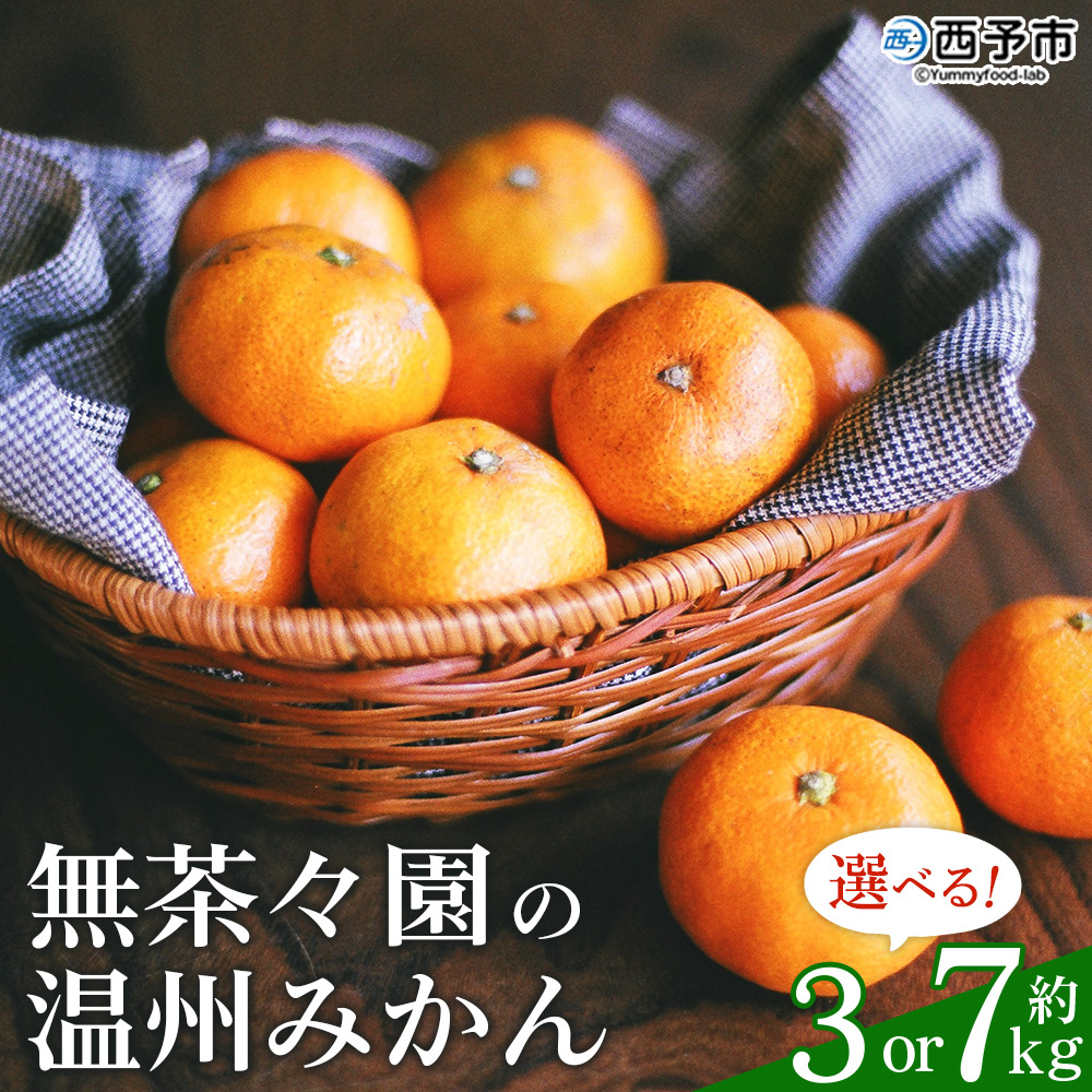 【ふるさと納税】先行予約 ＜無茶々園 温州みかん 約3kg／7kg＞ 果物 くだもの ミカン 蜜柑 柑橘 フルーツ うんしゅうみかん 選べる内容量 贈り物 ギフト おいしい 期間限定 季節限定 食べて応援 特産品 愛媛県 西予市 【常温】『2025年11月～12月に順次出荷予定』