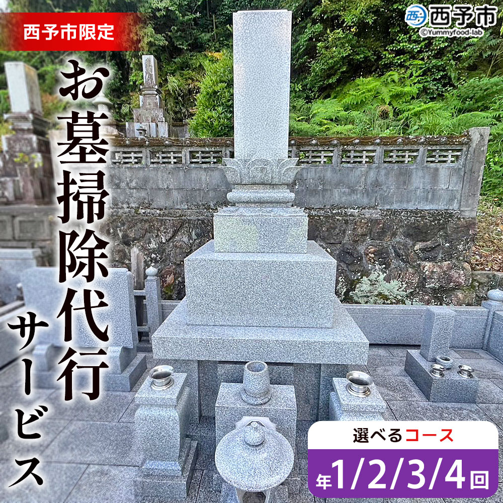 【ふるさと納税】＜お墓掃除 代行サービス（年1回 / 2回 / 3回 / 4回）＞ 選べる 回数 コース 2基 墓所 墓石 お掃除 清掃 代理 代行 お手入れ お供え 供養 クリーン 花立 線香台 水鉢 雑草取り お墓参り お手入れ 徳山石材 愛媛県 西予市｜愛媛県西予市
