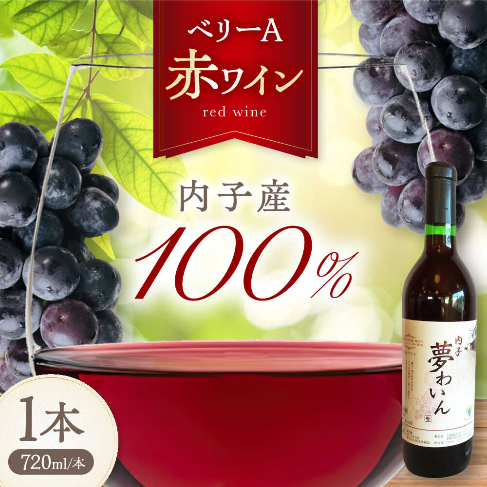 【ふるさと納税】内子夢わいん 赤ワイン (ベリーA) 約720ml 1本 / ワイン 赤ワイン ベリーA わいん wine お酒 酒 おさけ 洋酒 愛媛県 愛媛 内子町 国産ワイン 日本ワイン 果実酒 送料無料 人気 家飲み 宅飲み 美味しい 【企業組合内子ワイナリー】[BKAG006] 11000 11000円｜愛媛県内子町 8,140円