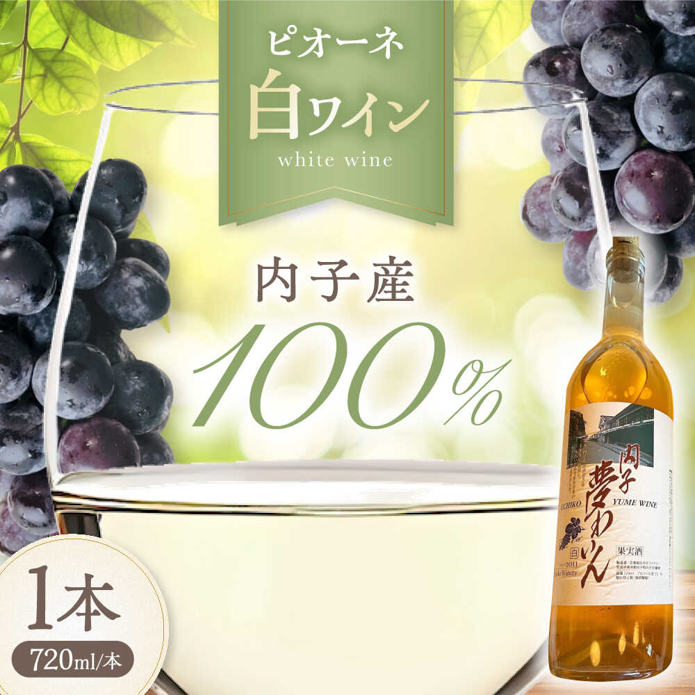 【ふるさと納税】内子夢わいん 白ワイン (ピオーネ) 約720ml 1本 / ワイン 白ワイン ピオーネ わいん wine お酒 酒 洋酒 愛媛県 愛媛 内子町 国産ワイン 日本ワイン 果実酒 送料無料 人気 家飲み 宅飲み 美味しい 【企業組合内子ワイナリー】[BKAG008] 11000 11000円
