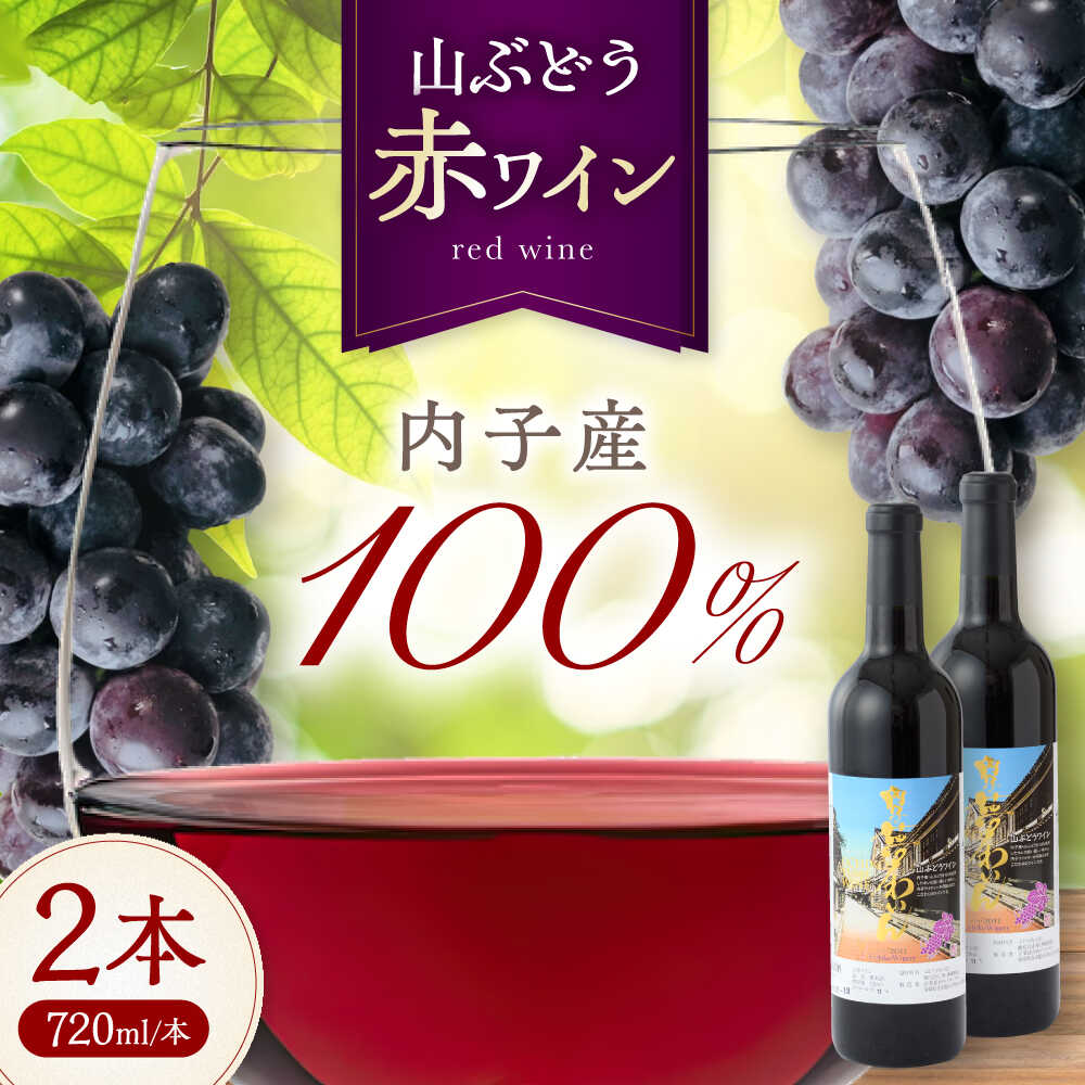 【ふるさと納税】内子夢わいん 赤ワイン (山ぶどう) 約720ml 2本 / ワイン 山ぶどうワイン わいん wine お酒 酒 おさけ 洋酒 愛媛県 愛媛 内子町 国産ワイン 日本ワイン 果実酒 送料無料 人気 家飲み 宅飲み 美味しい 【企業組合内子ワイナリー】[BKAG015] 32000 32000円｜愛媛県内子町