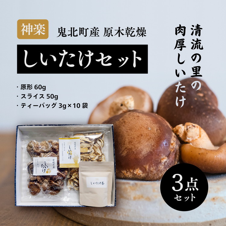 【ふるさと納税】【神楽しいたけ】原木乾燥しいたけセット＜きのこ しいたけ 原木 乾燥しいたけ 肉厚 特産品 愛媛県 鬼北町＞