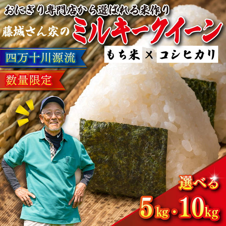 【ふるさと納税】【選べる容量】【おにぎり専門店御用達！】藤城さん家のミルキークイーン5kg・10kg【令和8年産】 ｜ ご飯 白米 お米 令和8年 定期便 令和8年産 精米済み 愛媛県鬼北町　※2026年9月～発送｜愛媛県鬼北町 13,090円
