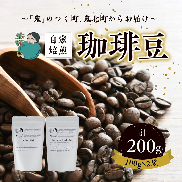 【ふるさと納税】焙煎豆 お任せ2袋（約100g×2袋） ｜ 珈琲 コーヒー HARSHA COFFEE 愛媛県 鬼北町 ※北海道、沖縄、離島への配送不可 7,920円