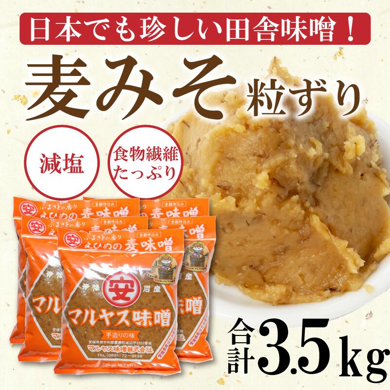 【ふるさと納税】 麦 味噌 みそ 粗ずり 700g × 5パック 極 甘口 はだか麦 大麦 瀬戸内 田舎 減塩 塩分 控えめ 食物繊維 小麦 アレルギー 健康 味噌汁 おでん 国産 ご当地 愛媛 愛南