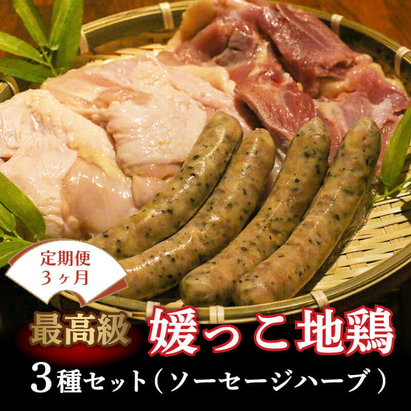 【ふるさと納税】 定期便 3ヶ月 最高級ブランド地鶏 媛っこ地鶏 セット3種( ソーセージ ハーブ) 父の日|愛媛県愛南町