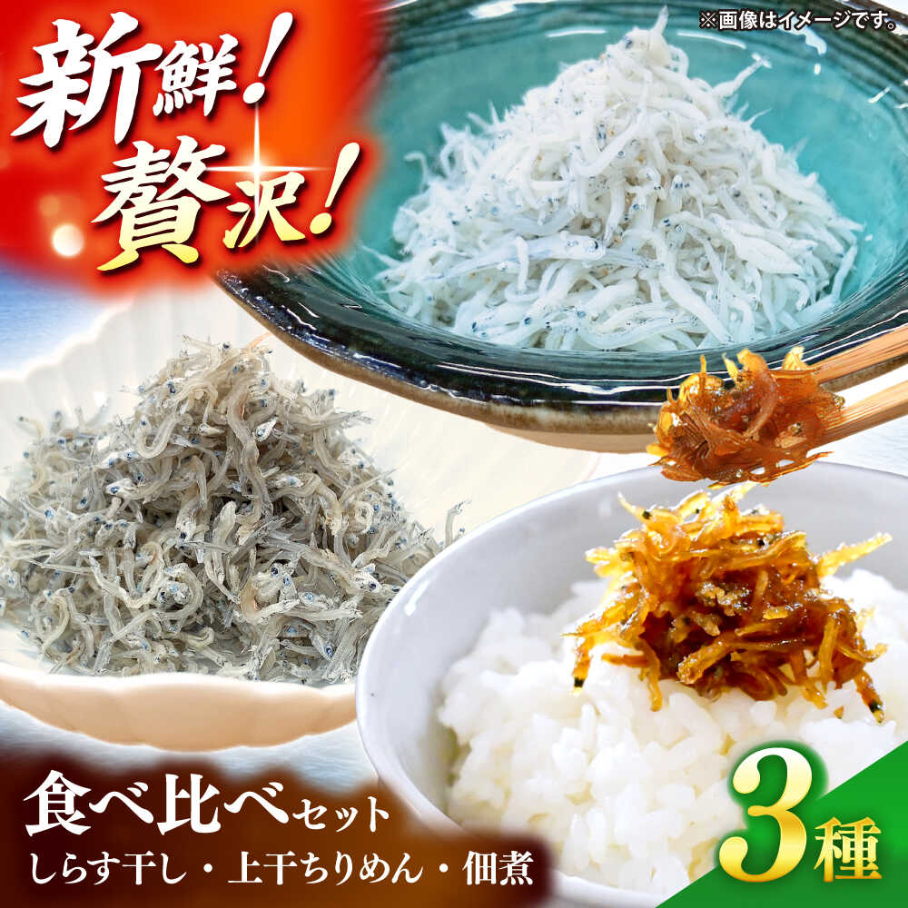 【ふるさと納税】しらす干し（約1kg）と上干ちりめん（約300g）と佃煮（約100g）食べ比べセット/森国商店 浜で瞬時に釜出し 高知のしらす【グレイジア株式会社】[ATAC491]