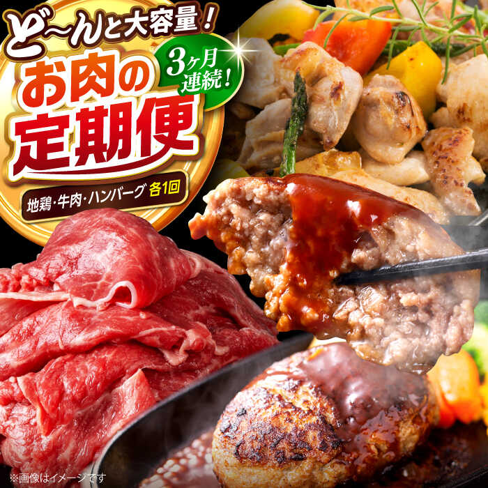 【ふるさと納税】【3回定期便】高知の肉定期便〈はちきん地鶏・土佐あかうし・ハンバーグ〉大容量セット【合同会社土佐あぐりーど】[ATBO035] 53,400円