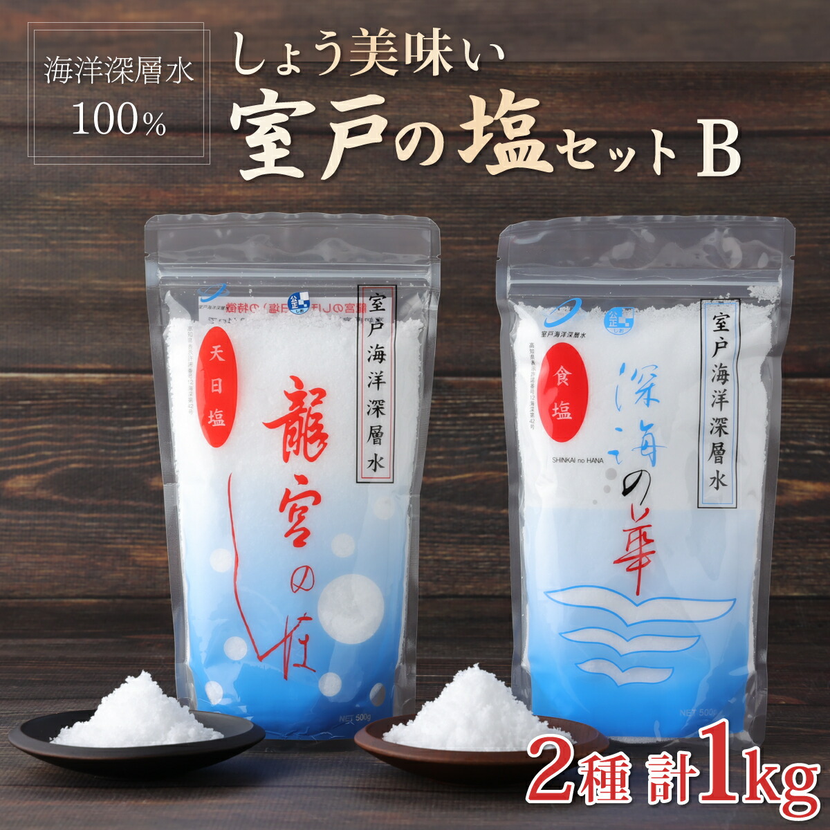 【ふるさと納税】 しょう美味い室戸の塩セット B 2種類 合計1kg (500g×2) 深海の華 龍宮のしほ 塩 しお ソルト 調味料 国産 送料無料 mr002