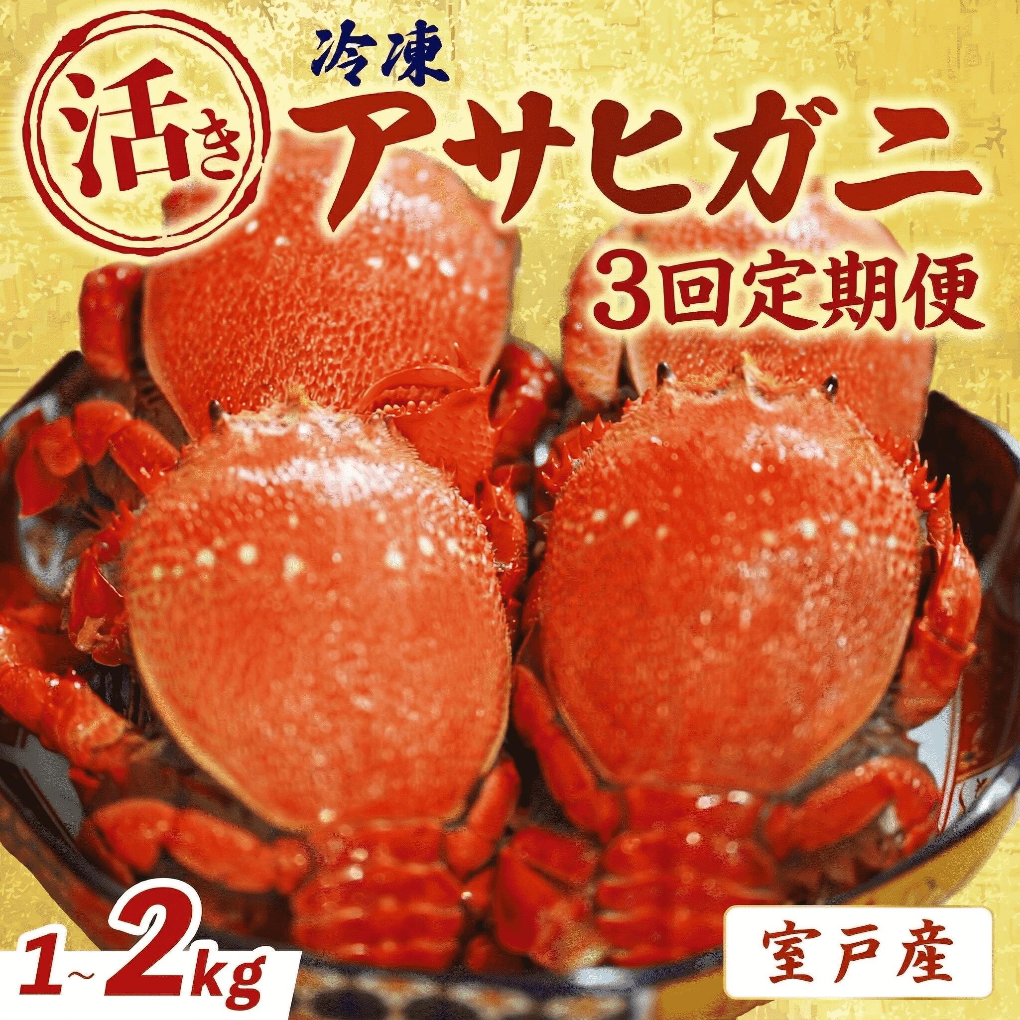 【ふるさと納税】【 活冷凍 アサヒガニ １～２ｋｇ ３回定期便 】朝日蟹 蟹 かに カニ ガニ がに 生 活 冷凍 セット 詰め合わせ パスタ 味噌汁 焼ガニ 魚介類 海鮮 海の幸 産地直送 産直 旬 晩御飯 夕食 おかず 酒の肴 贅沢 自宅用 家庭用 お取り寄せ 美阿丸 高知県 室戸市