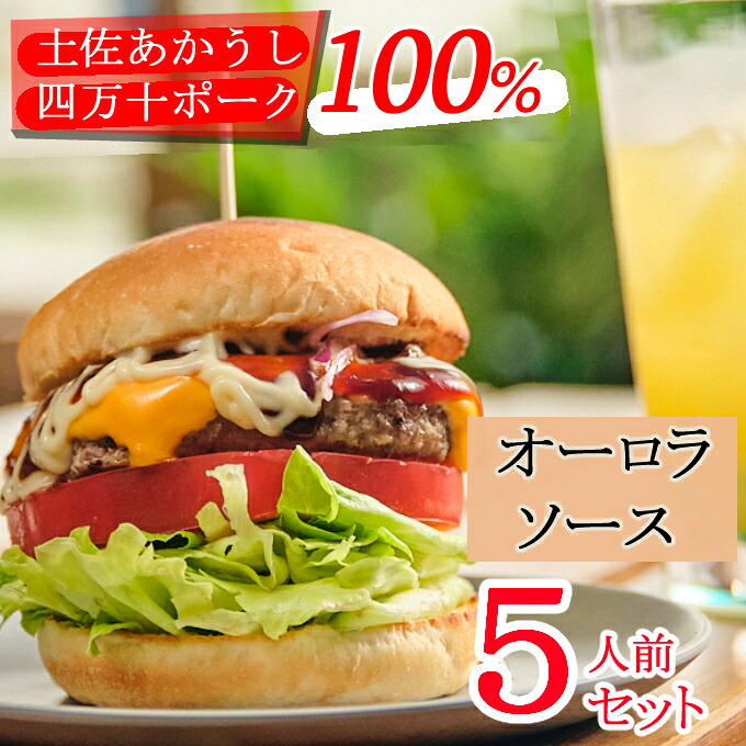 【ふるさと納税】 土佐和牛＆四万十ポーク合い挽きハンバーガーセット【オーロラソース】 【５人前】 ＜sd004＞